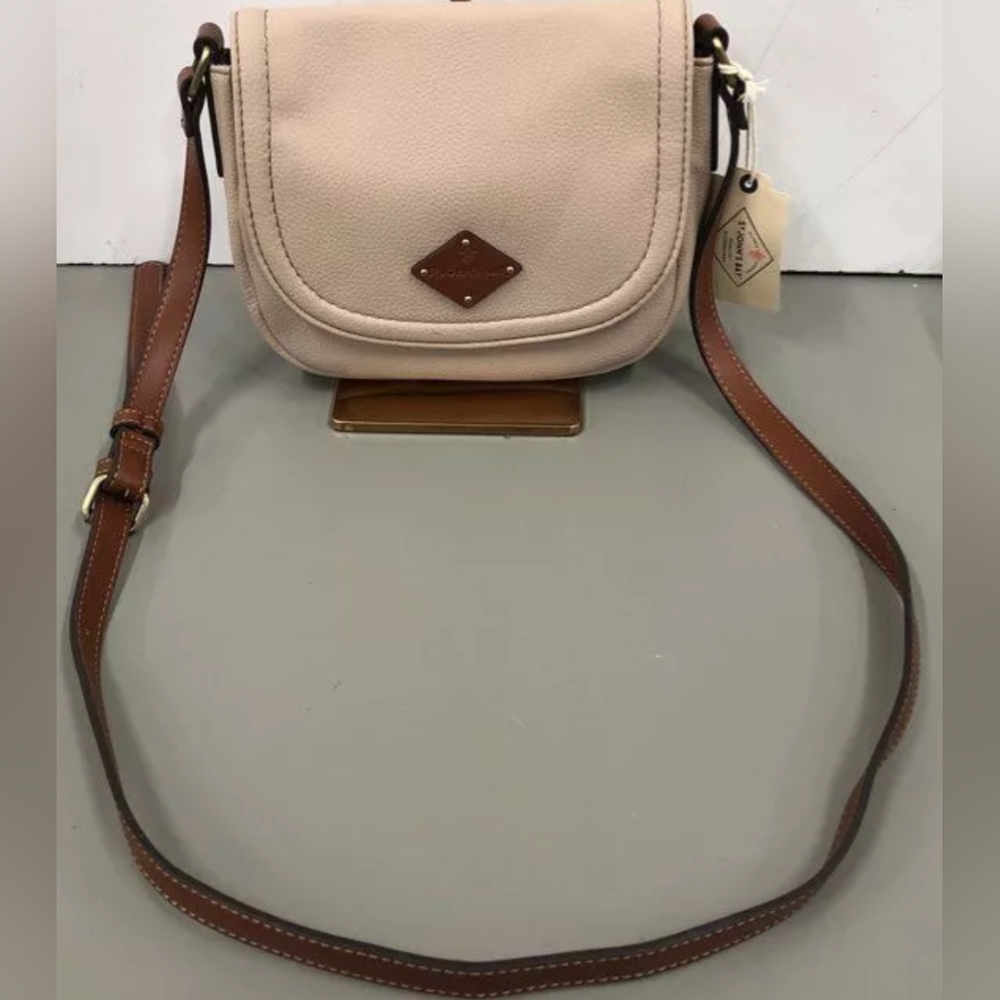 NWT St. John's Bay Crossbody Bag with Brown Trim Westbay Saddle MSRP $55